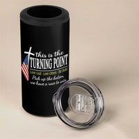 Faith Fueled Turning Point 4 in 1 Can Cooler Tumbler Christian Patriot Cross and American Flag - Wonder Print Shop