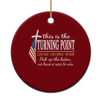 Faith Fueled Turning Point Ceramic Ornament Christian Patriot Cross and American Flag - Wonder Print Shop