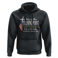Faith Fueled Turning Point Hoodie Christian Patriot Cross and American Flag - Wonder Print Shop