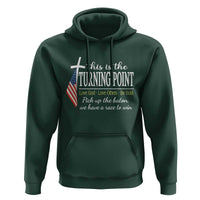 Faith Fueled Turning Point Hoodie Christian Patriot Cross and American Flag - Wonder Print Shop