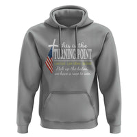 Faith Fueled Turning Point Hoodie Christian Patriot Cross and American Flag - Wonder Print Shop