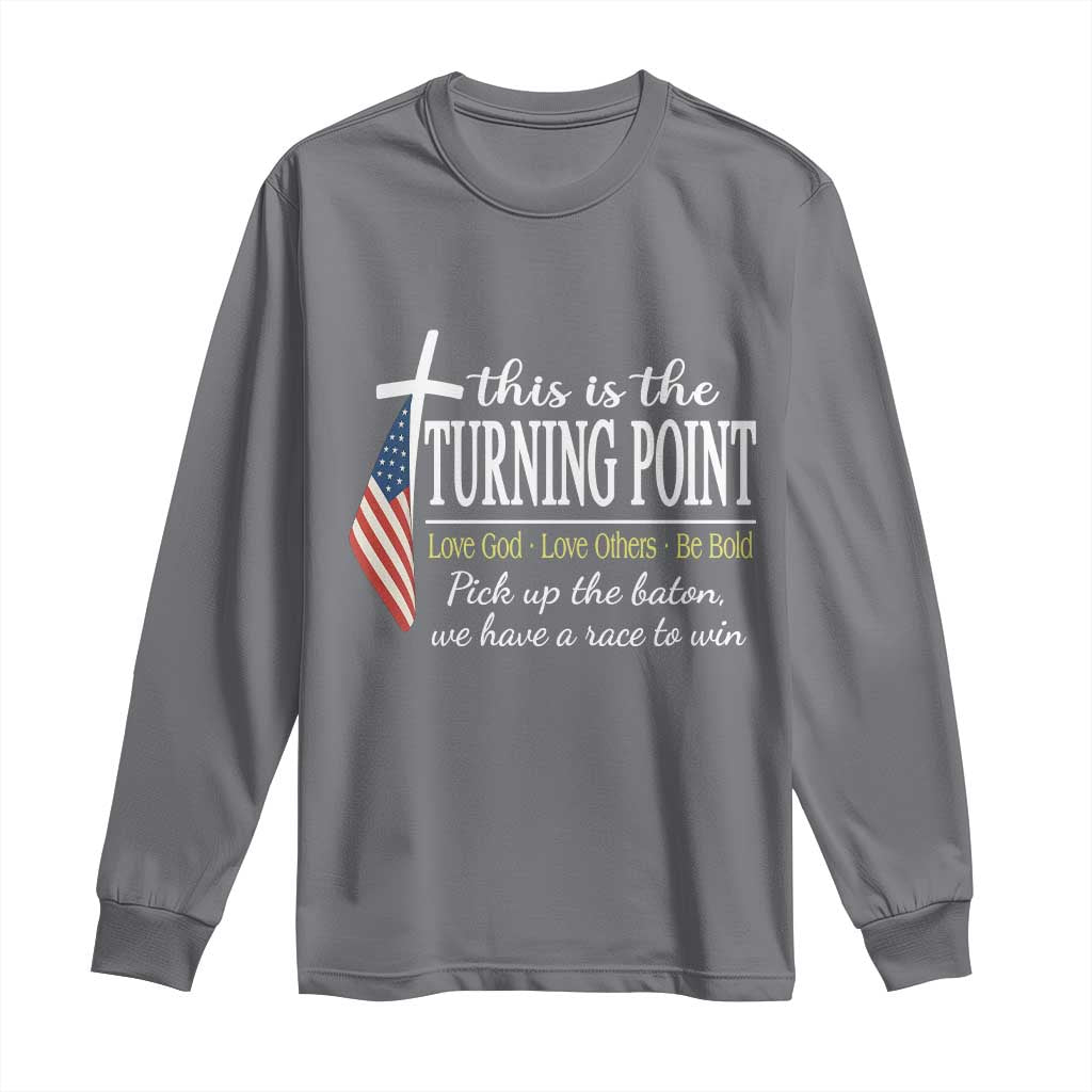 Faith Fueled Turning Point Long Sleeve Shirt Christian Patriot Cross and American Flag - Wonder Print Shop