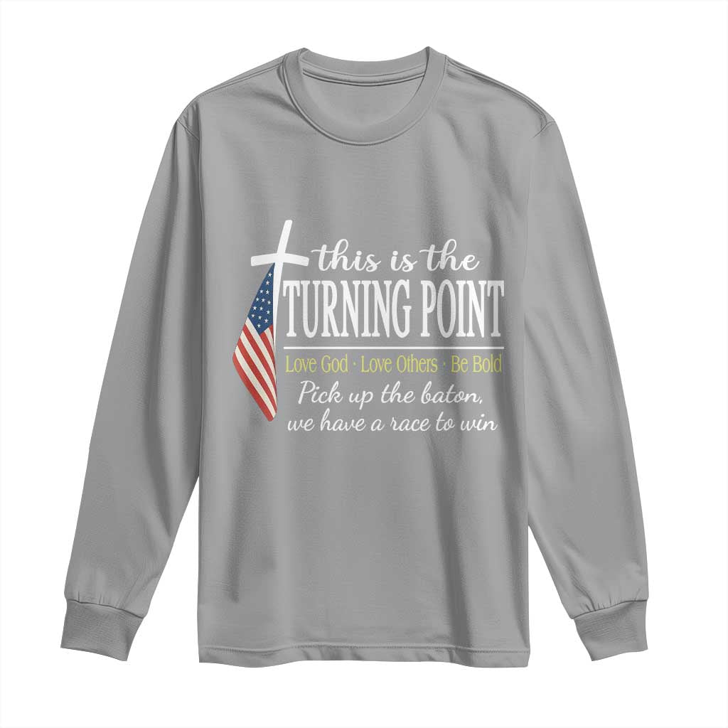 Faith Fueled Turning Point Long Sleeve Shirt Christian Patriot Cross and American Flag - Wonder Print Shop