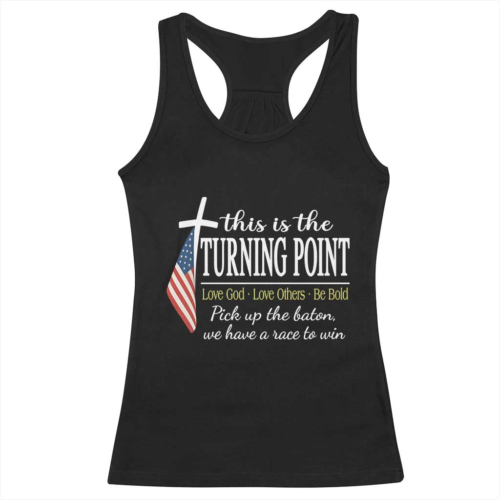 Faith Fueled Turning Point Racerback Tank Top Christian Patriot Cross and American Flag - Wonder Print Shop