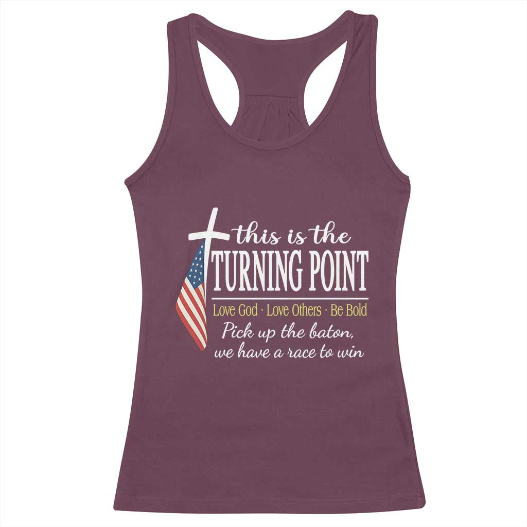 Faith Fueled Turning Point Racerback Tank Top Christian Patriot Cross and American Flag - Wonder Print Shop