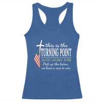Faith Fueled Turning Point Racerback Tank Top Christian Patriot Cross and American Flag - Wonder Print Shop
