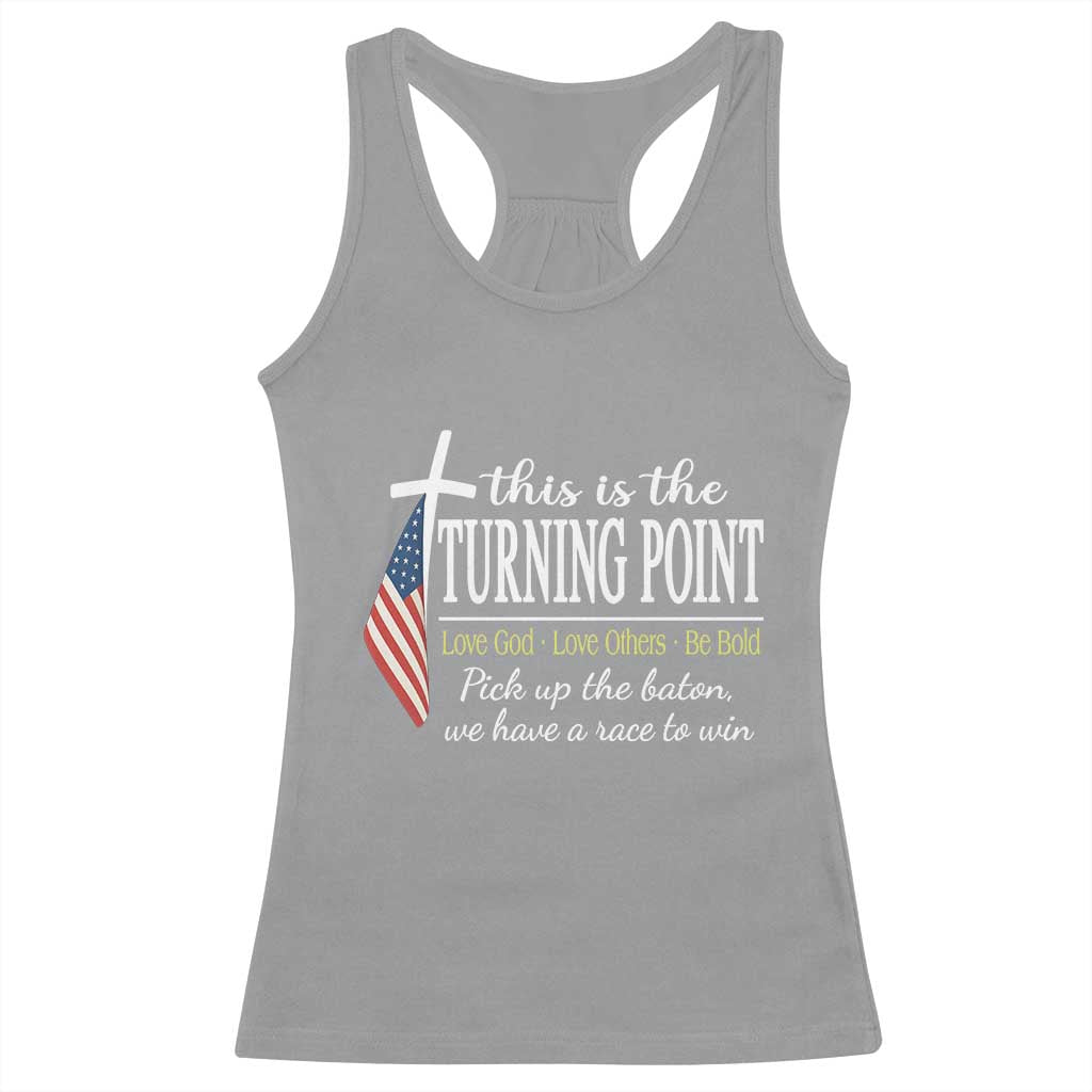 Faith Fueled Turning Point Racerback Tank Top Christian Patriot Cross and American Flag - Wonder Print Shop