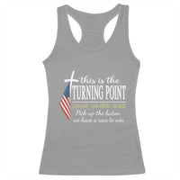 Faith Fueled Turning Point Racerback Tank Top Christian Patriot Cross and American Flag - Wonder Print Shop