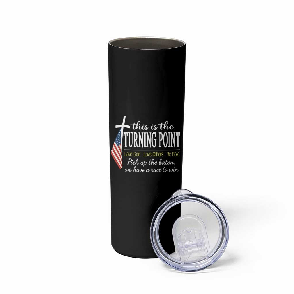 Faith Fueled Turning Point Skinny Tumbler Christian Patriot Cross and American Flag - Wonder Print Shop