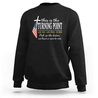 Faith Fueled Turning Point Sweatshirt Christian Patriot Cross and American Flag - Wonder Print Shop