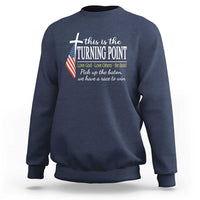 Faith Fueled Turning Point Sweatshirt Christian Patriot Cross and American Flag - Wonder Print Shop