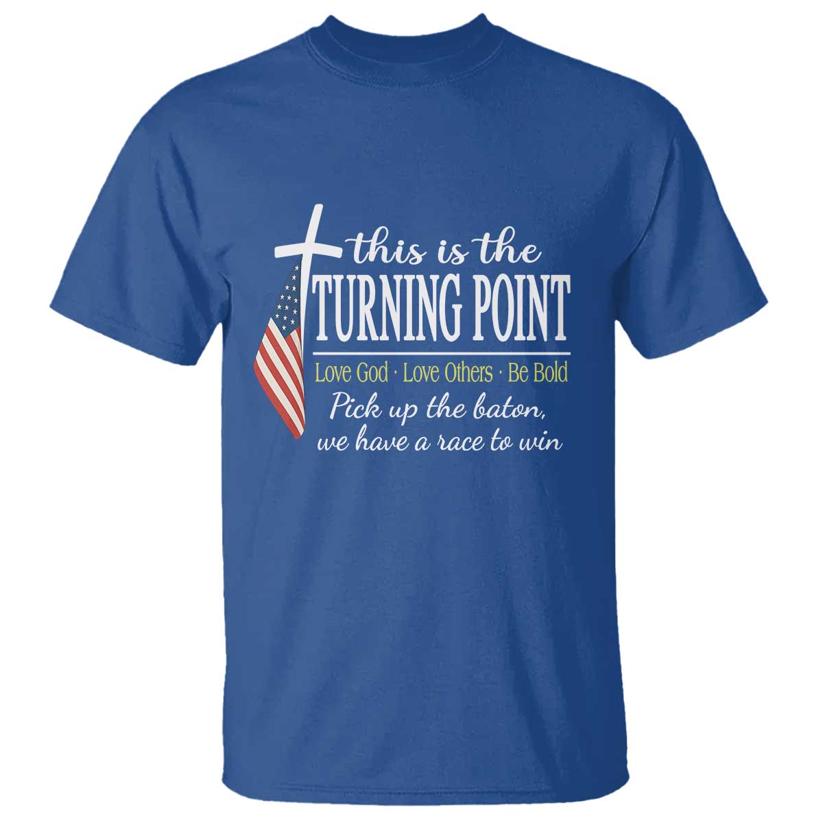Faith Fueled Turning Point T Shirt Christian Patriot Cross and American Flag - Wonder Print Shop