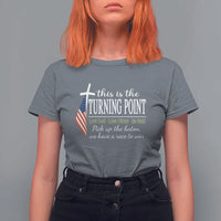 Faith Fueled Turning Point T Shirt For Women Christian Patriot Cross and American Flag - Wonder Print Shop