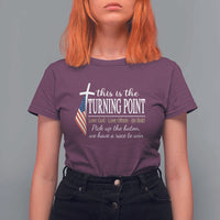 Faith Fueled Turning Point T Shirt For Women Christian Patriot Cross and American Flag - Wonder Print Shop