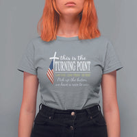 Faith Fueled Turning Point T Shirt For Women Christian Patriot Cross and American Flag - Wonder Print Shop