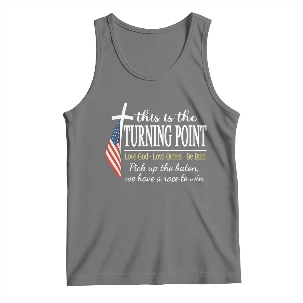 Faith Fueled Turning Point Tank Top Christian Patriot Cross and American Flag - Wonder Print Shop