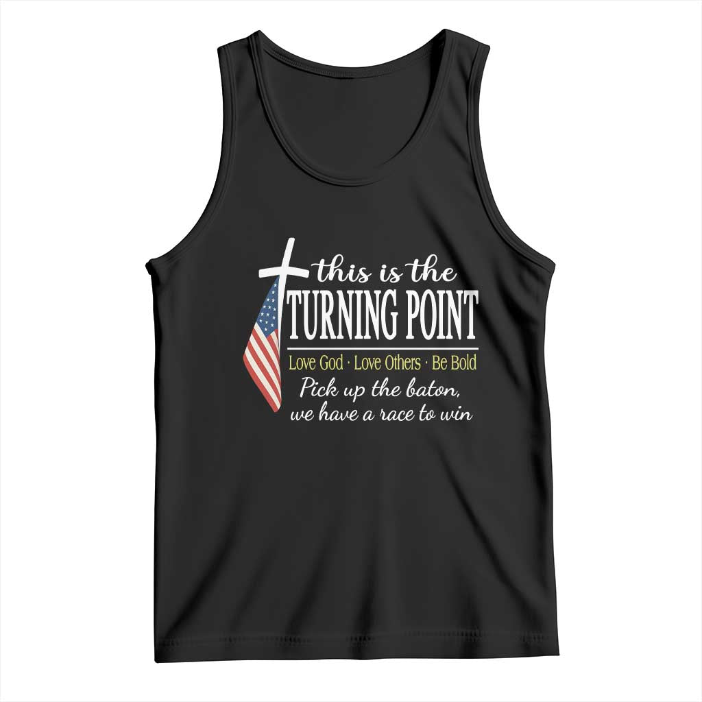 Faith Fueled Turning Point Tank Top Christian Patriot Cross and American Flag - Wonder Print Shop