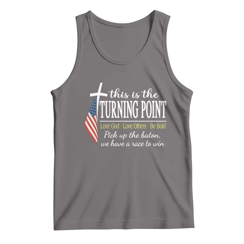 Faith Fueled Turning Point Tank Top Christian Patriot Cross and American Flag - Wonder Print Shop