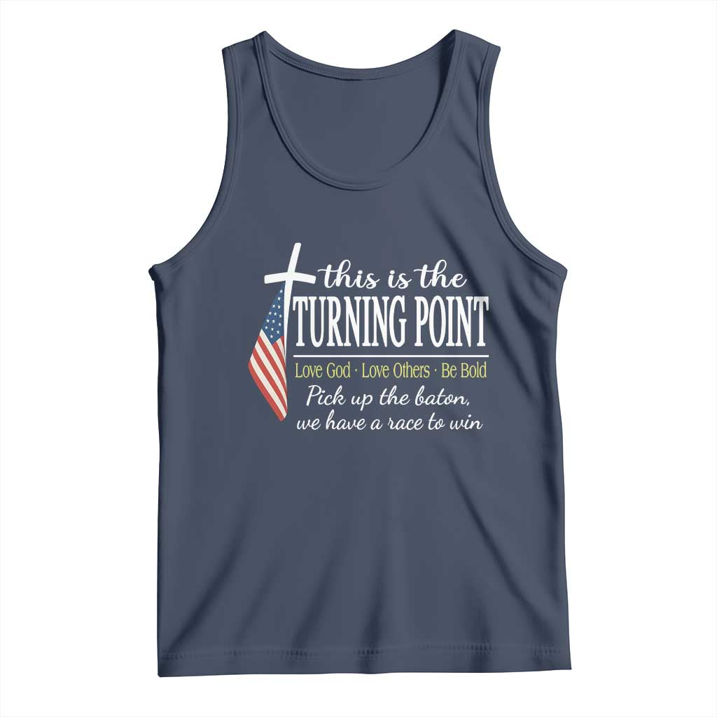 Faith Fueled Turning Point Tank Top Christian Patriot Cross and American Flag - Wonder Print Shop