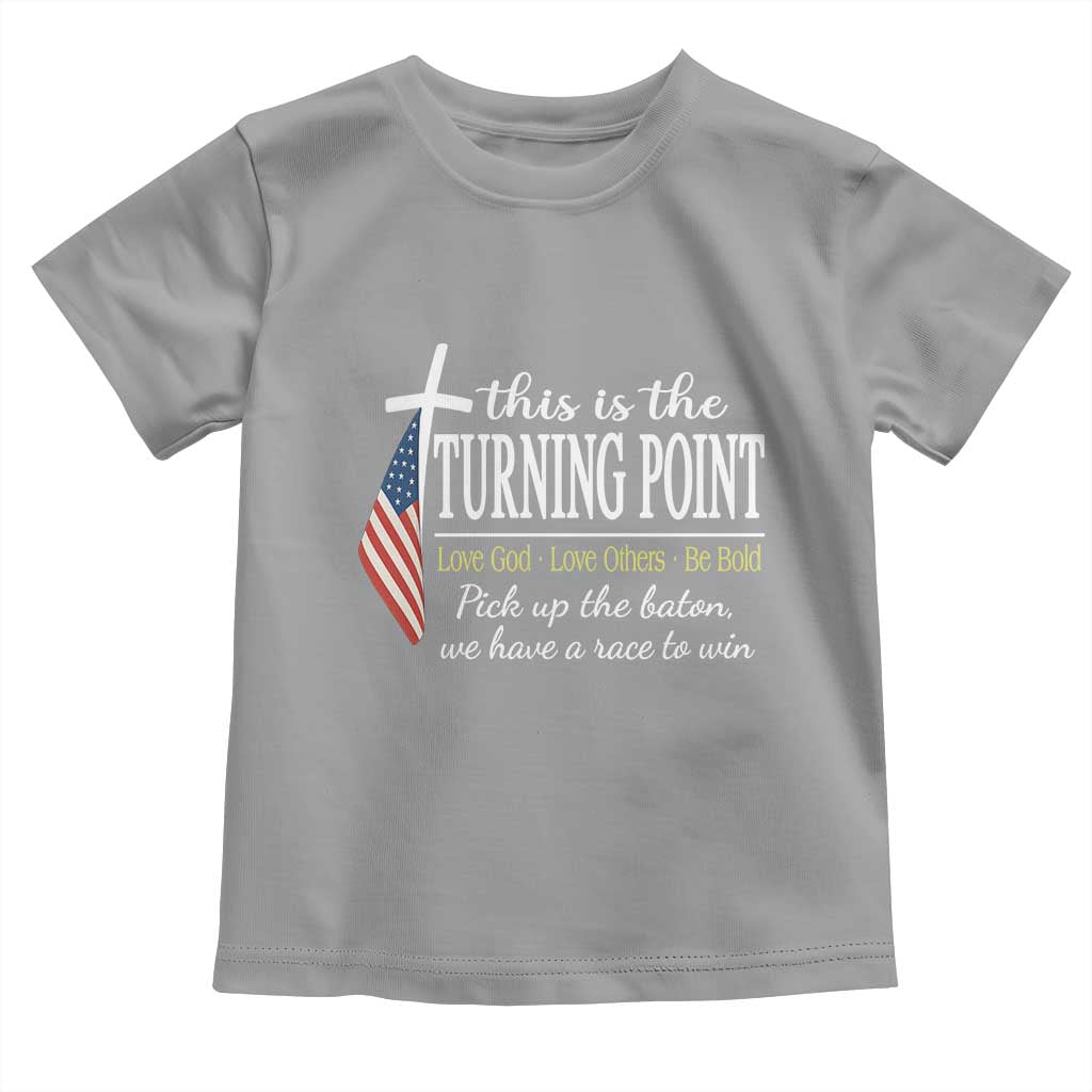Faith Fueled Turning Point Toddler T Shirt Christian Patriot Cross and American Flag - Wonder Print Shop