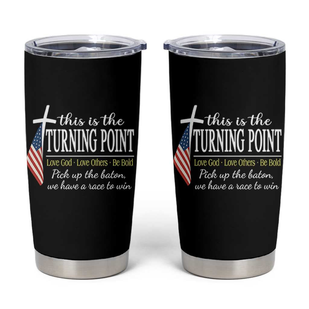 Faith Fueled Turning Point Tumbler Cup Christian Patriot Cross and American Flag - Wonder Print Shop