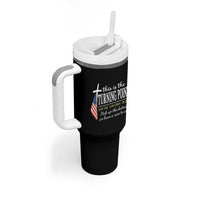 Faith Fueled Turning Point Tumbler With Handle Christian Patriot Cross and American Flag - Wonder Print Shop