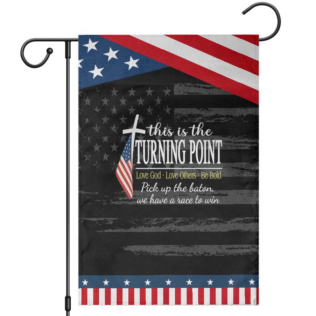 Faith Fueled Turning Point Garden Flag Christian Patriot Cross and American Flag