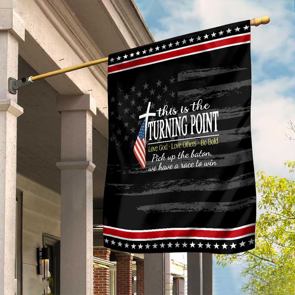 Faith Fueled Turning Point Garden Flag Christian Patriot Cross and American Flag