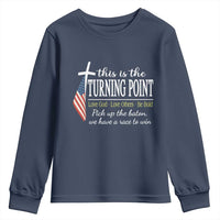 Faith Fueled Turning Point Youth Sweatshirt Christian Patriot Cross and American Flag - Wonder Print Shop