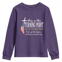 Faith Fueled Turning Point Youth Sweatshirt Christian Patriot Cross and American Flag - Wonder Print Shop