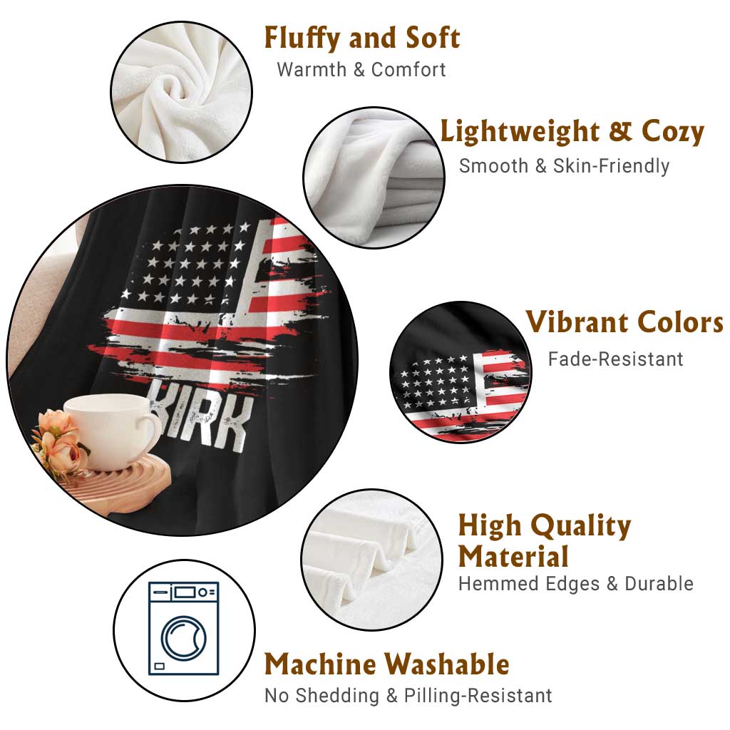 American Flag Kirk Throw Blanket Distressed Patriotic Team Charlie Tribute - Wonder Print Shop