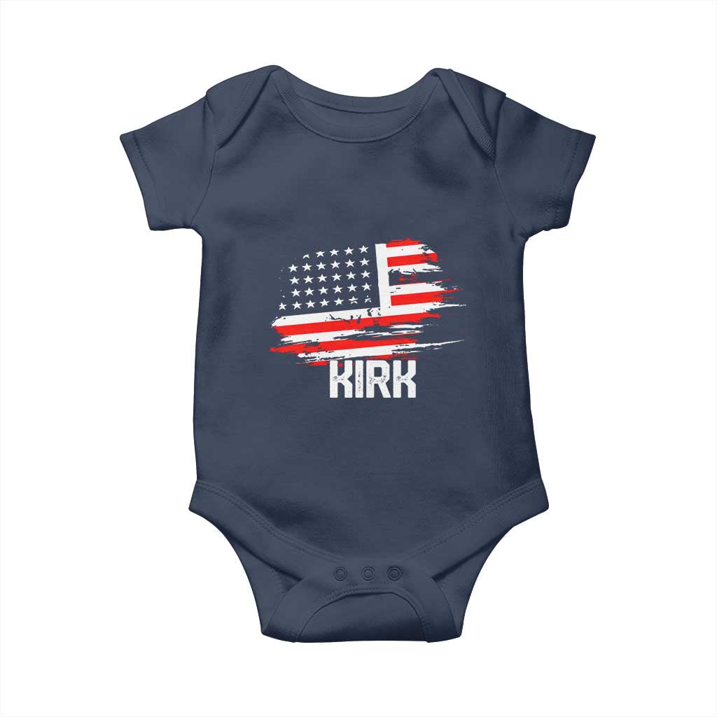 American Flag Kirk Baby Onesie Distressed Patriotic Team Charlie Tribute - Wonder Print Shop