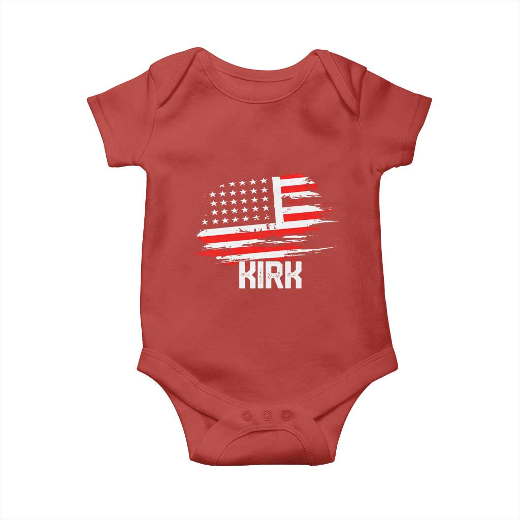 American Flag Kirk Baby Onesie Distressed Patriotic Team Charlie Tribute - Wonder Print Shop