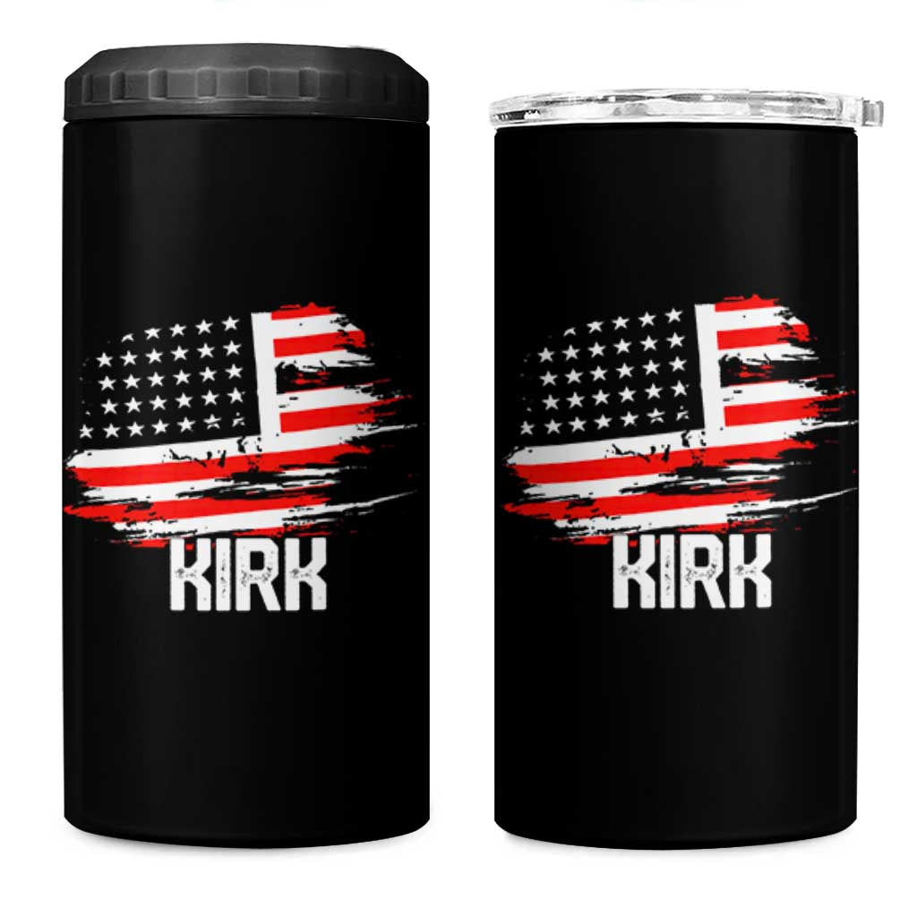 American Flag Kirk 4 in 1 Can Cooler Tumbler Distressed Patriotic Team Charlie Tribute - Wonder Print Shop