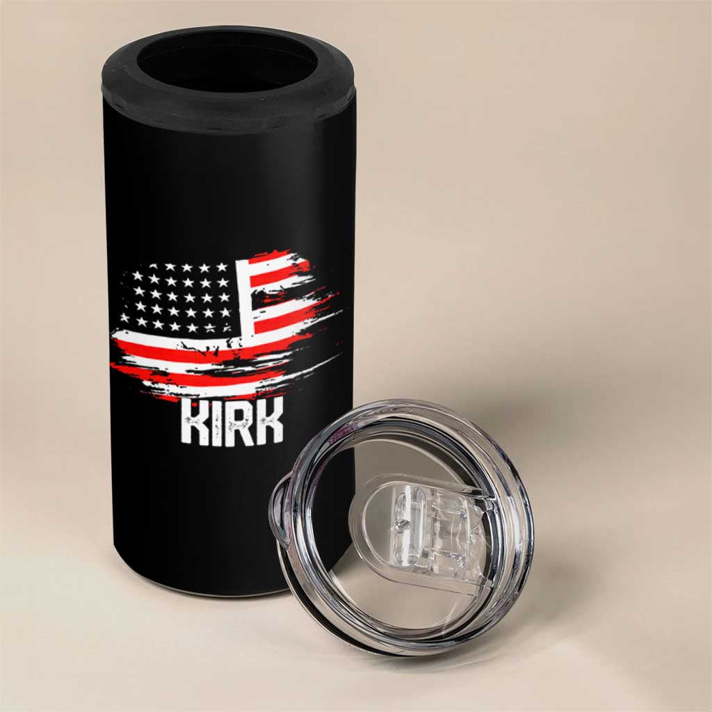 American Flag Kirk 4 in 1 Can Cooler Tumbler Distressed Patriotic Team Charlie Tribute - Wonder Print Shop