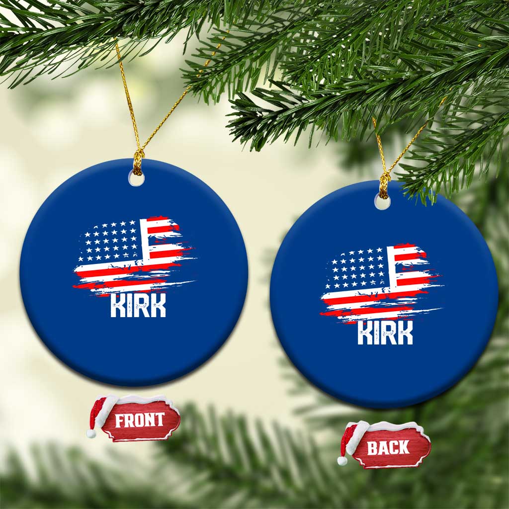 American Flag Kirk Ceramic Ornament Distressed Patriotic Team Charlie Tribute - Wonder Print Shop