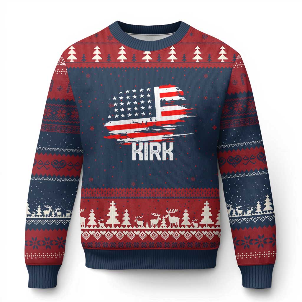 American Flag Kirk Ugly Christmas Sweater Distressed Patriotic Team Charlie Tribute - Wonder Print Shop