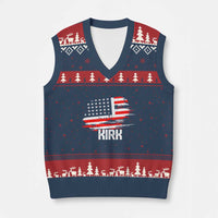 American Flag Kirk V-Neck Knit Sweater Vest Distressed Patriotic Team Charlie Tribute - Wonder Print Shop