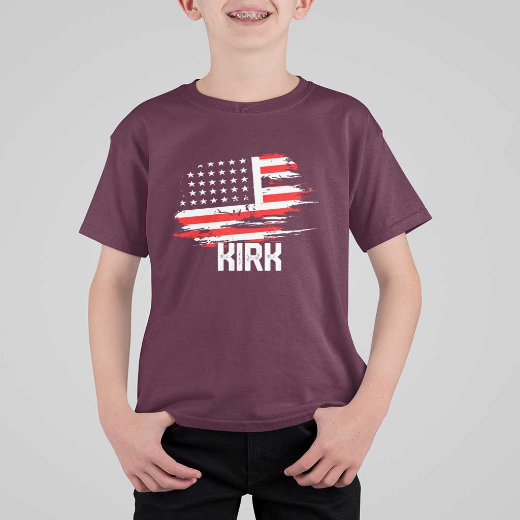 American Flag Kirk T Shirt For Kid Distressed Patriotic Team Charlie Tribute - Wonder Print Shop