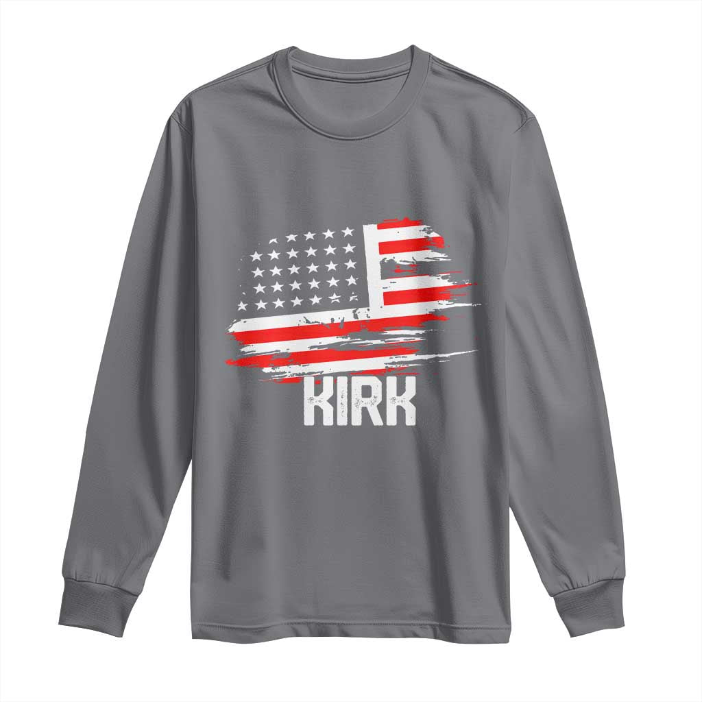 American Flag Kirk Long Sleeve Shirt Distressed Patriotic Team Charlie Tribute - Wonder Print Shop
