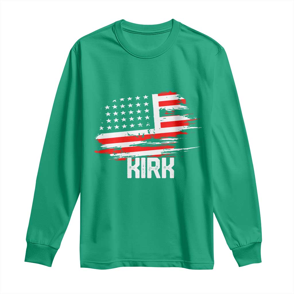 American Flag Kirk Long Sleeve Shirt Distressed Patriotic Team Charlie Tribute - Wonder Print Shop