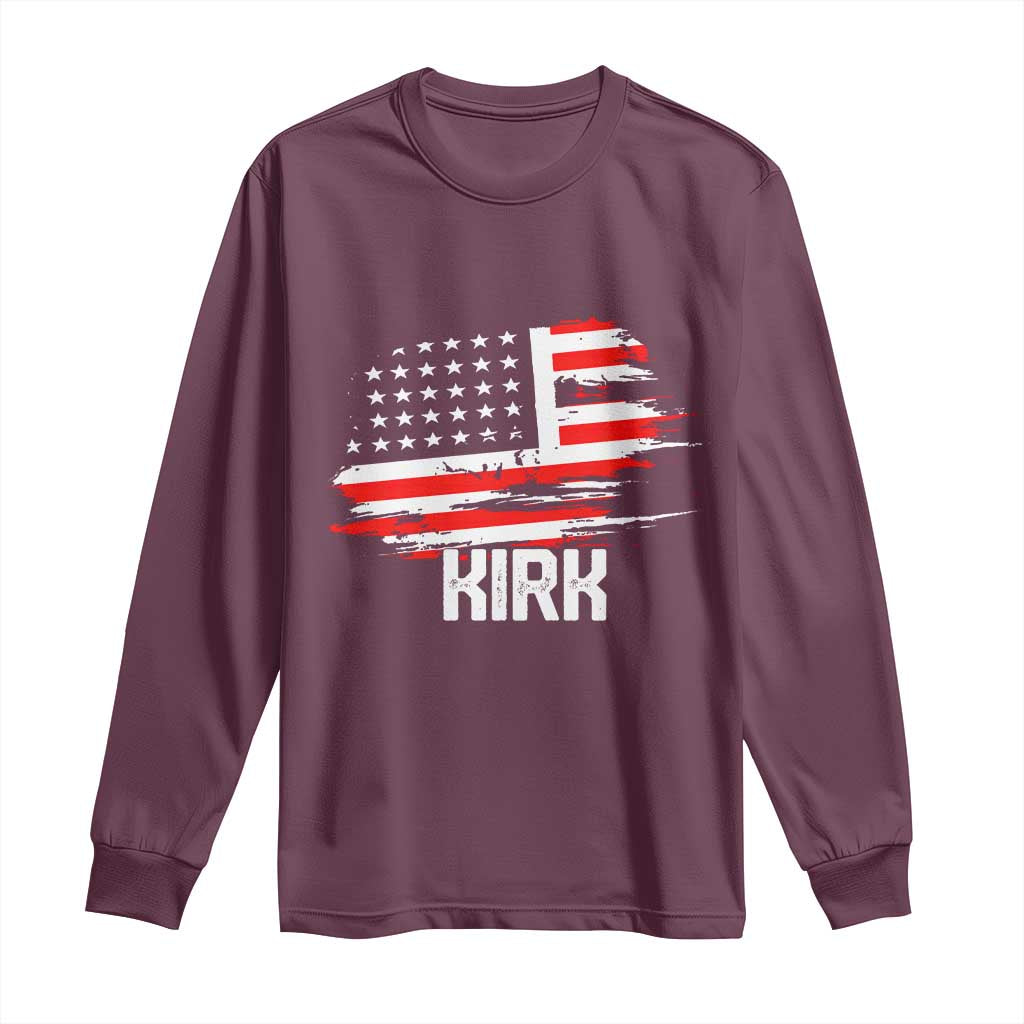 American Flag Kirk Long Sleeve Shirt Distressed Patriotic Team Charlie Tribute - Wonder Print Shop