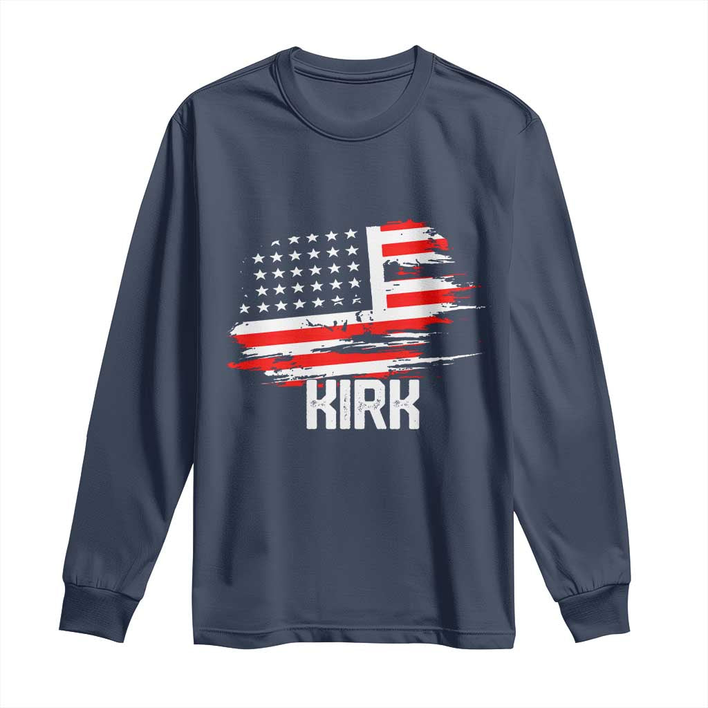 American Flag Kirk Long Sleeve Shirt Distressed Patriotic Team Charlie Tribute - Wonder Print Shop