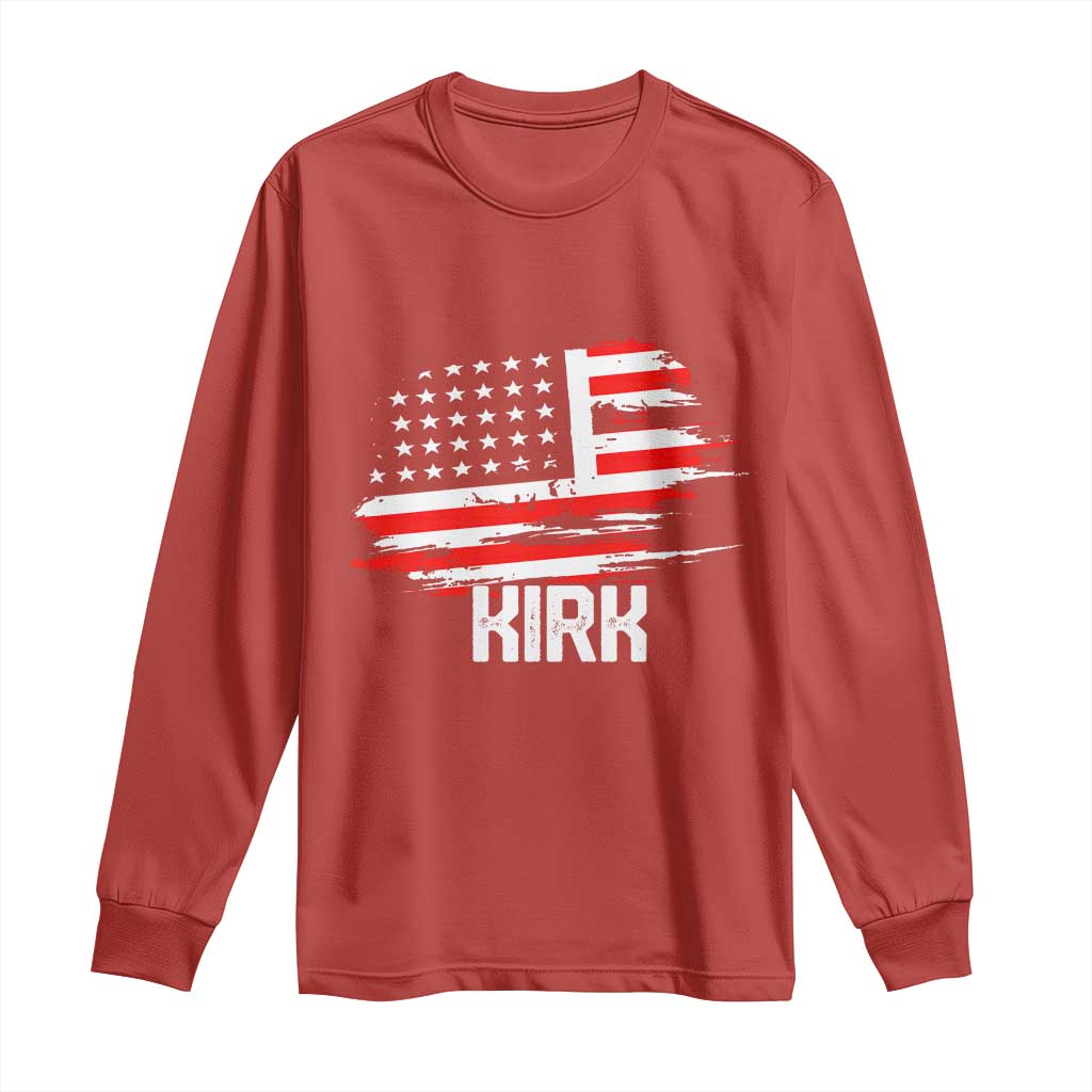 American Flag Kirk Long Sleeve Shirt Distressed Patriotic Team Charlie Tribute - Wonder Print Shop
