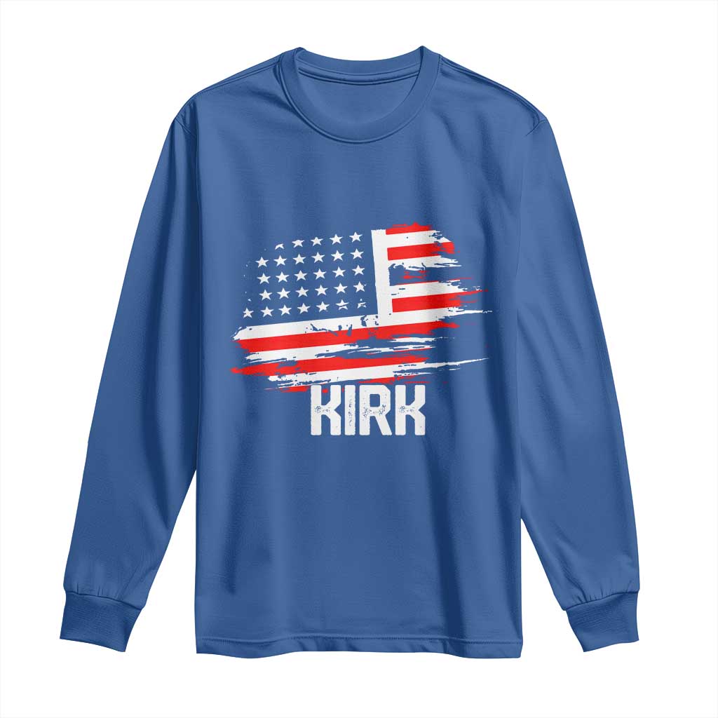 American Flag Kirk Long Sleeve Shirt Distressed Patriotic Team Charlie Tribute - Wonder Print Shop