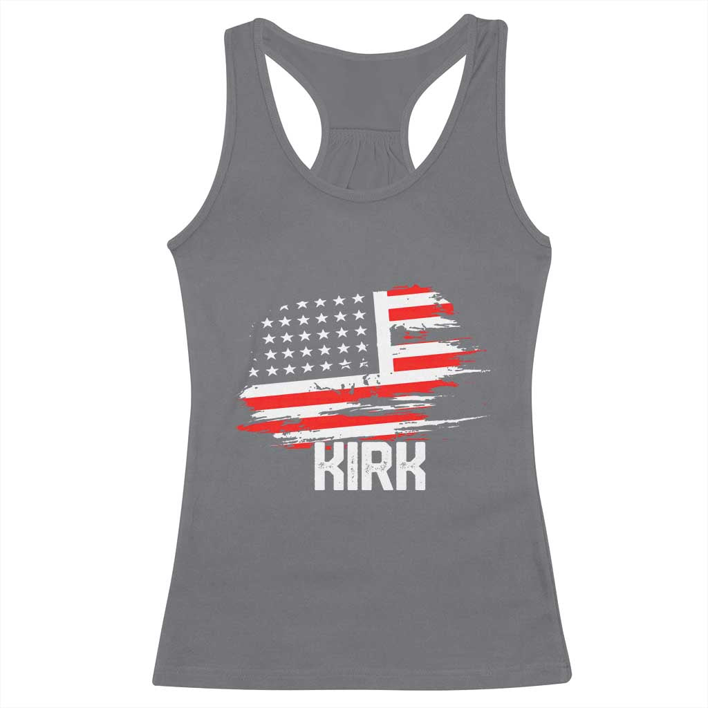 American Flag Kirk Racerback Tank Top Distressed Patriotic Team Charlie Tribute - Wonder Print Shop
