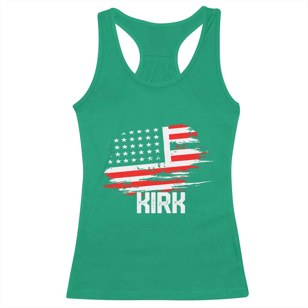 American Flag Kirk Racerback Tank Top Distressed Patriotic Team Charlie Tribute - Wonder Print Shop