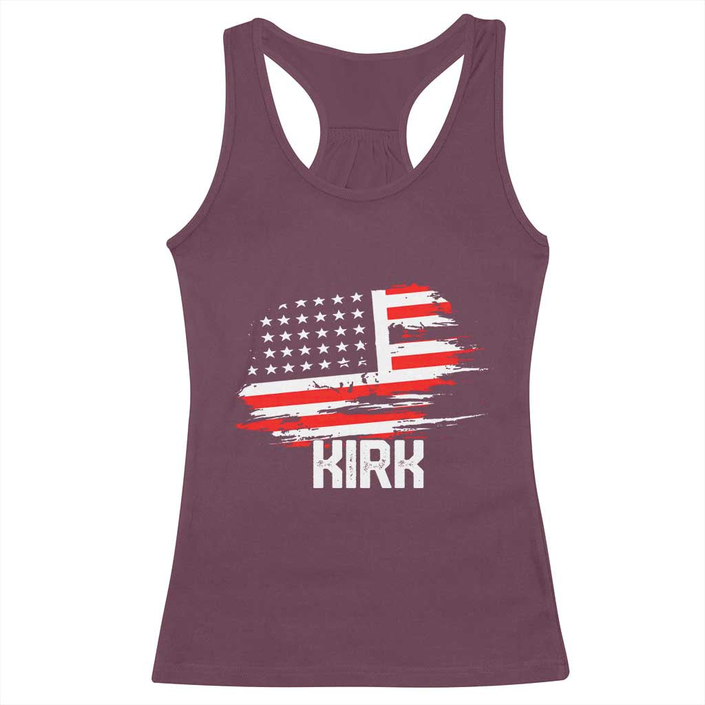 American Flag Kirk Racerback Tank Top Distressed Patriotic Team Charlie Tribute - Wonder Print Shop