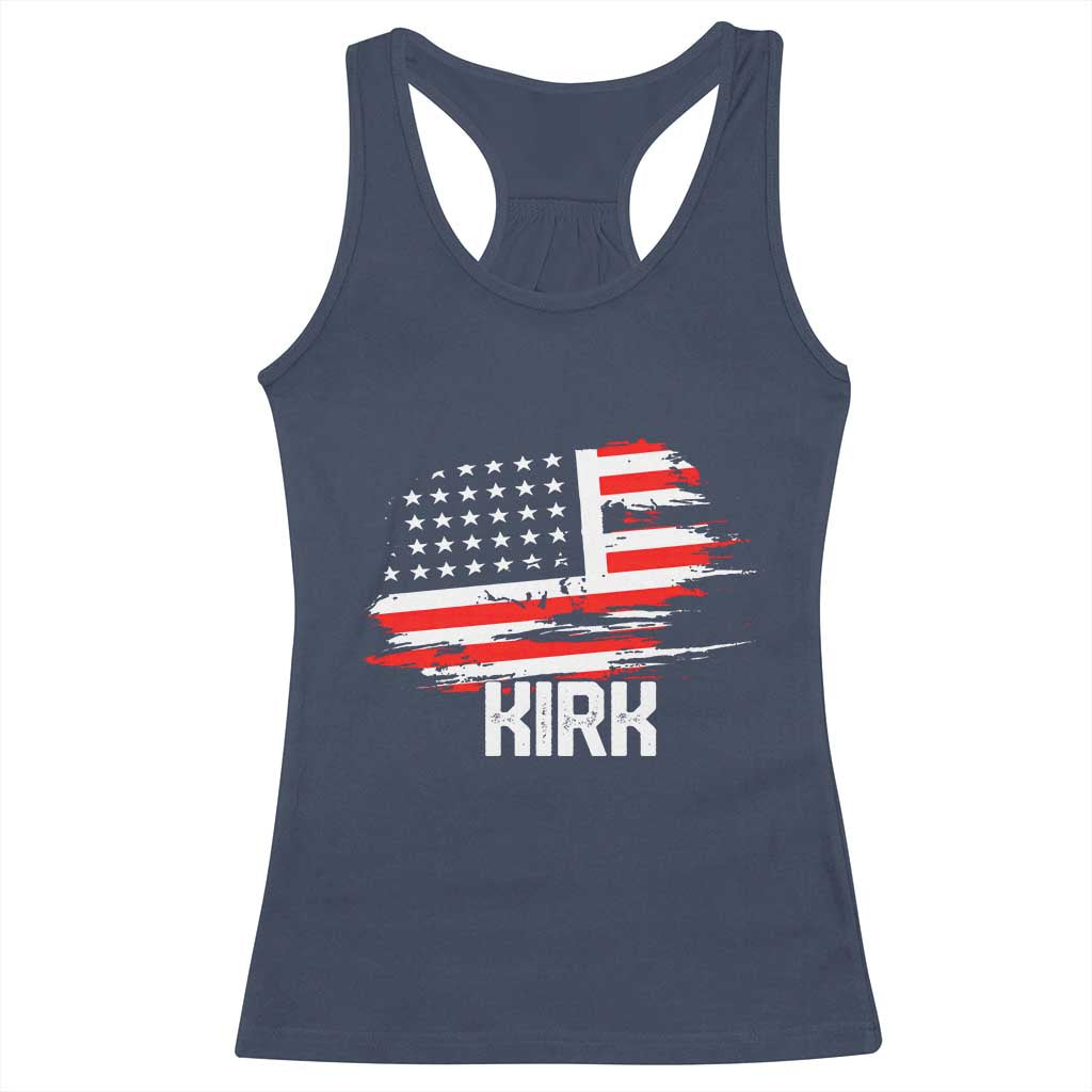American Flag Kirk Racerback Tank Top Distressed Patriotic Team Charlie Tribute - Wonder Print Shop