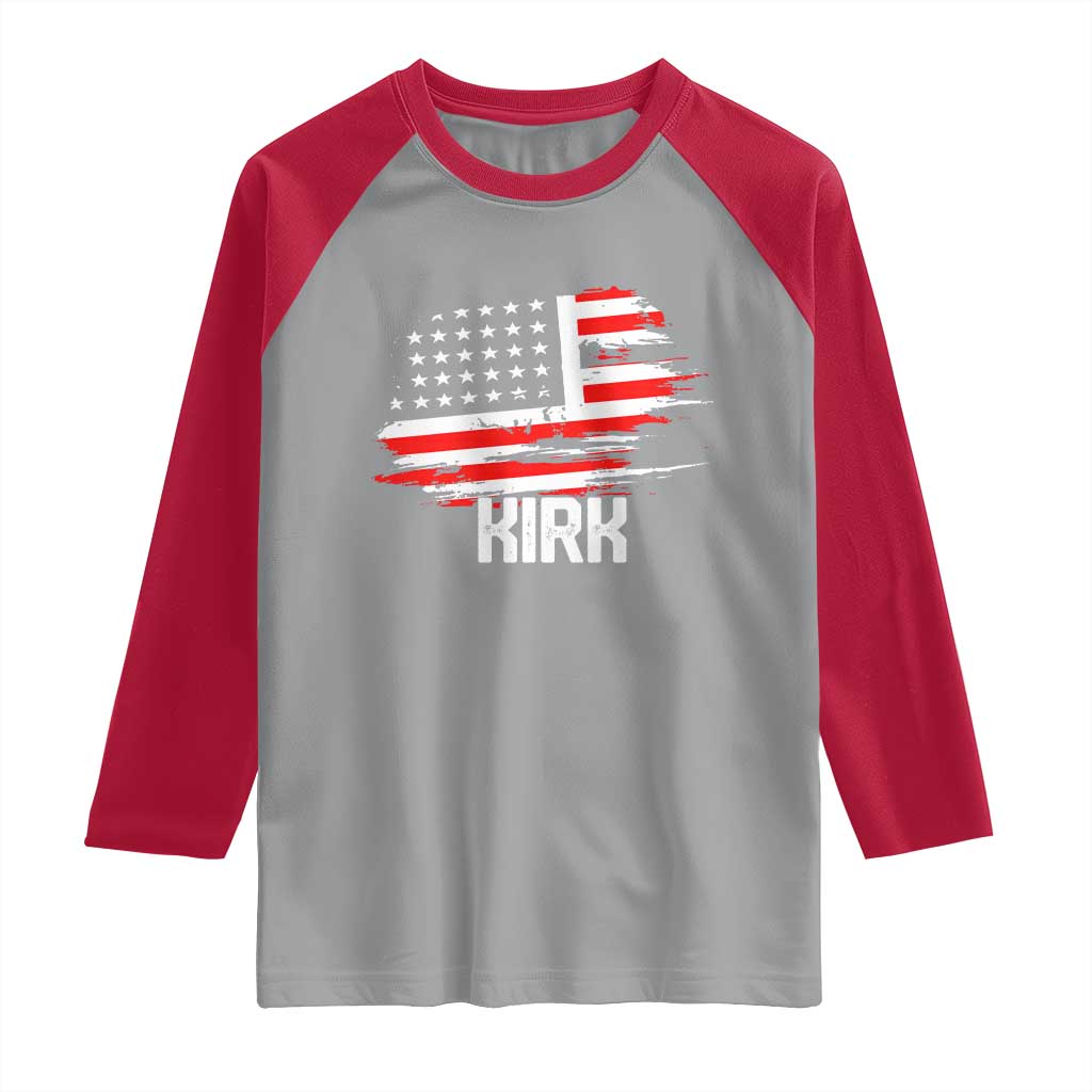 American Flag Kirk Raglan Shirt Distressed Patriotic Team Charlie Tribute - Wonder Print Shop